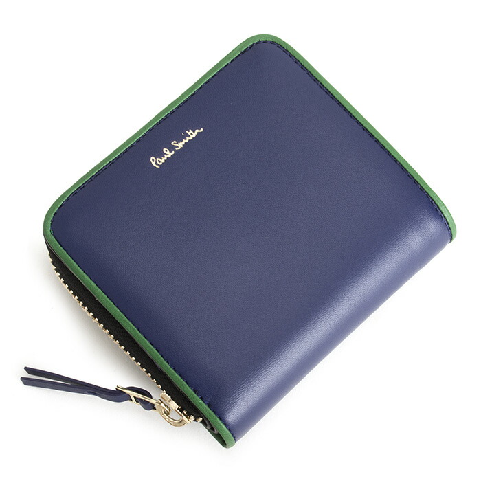 メンズ 二つ折り財布 (ブルー) 展示品箱なし Paul Smith psc323-30 青 財布 紳士 ラウンドファスナー ポールスミス