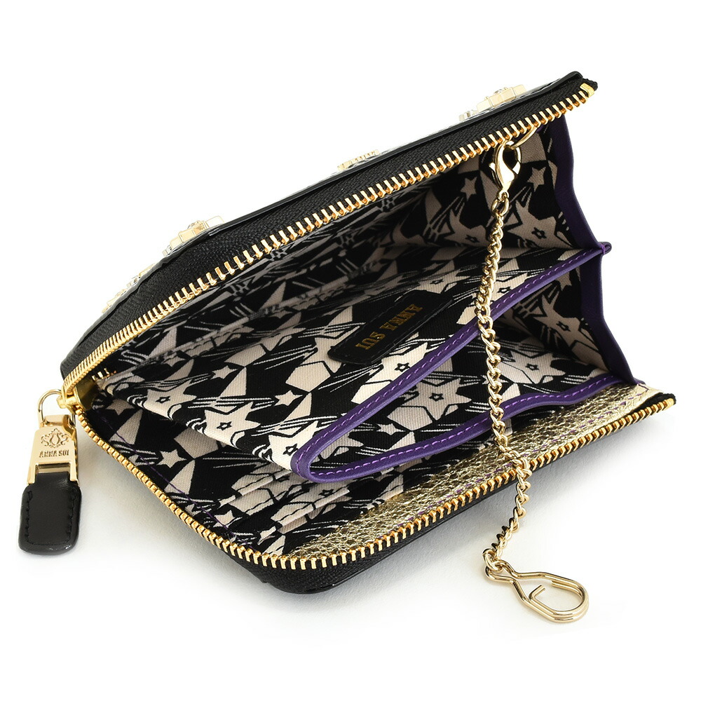 楽天市場 アナスイ 財布 小銭入れ コインケース L字ファスナー ミニ財布 黒 ブラック Anna Sui 10 レディース 婦人 インスピレーション