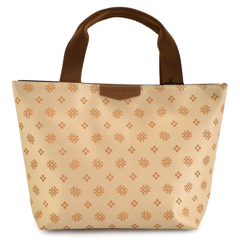 ピエールカルダン　ブラウン ベージュ パターン ハンドバッグ ピエールカルダン バッグ ハンドバッグ ミニバッグ ベージュ/茶