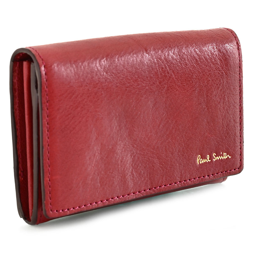 【極美品】ポールスミス　名刺入れ　カードケース　マルチカラー　レッド　箱つき psq042-20a.jpg
