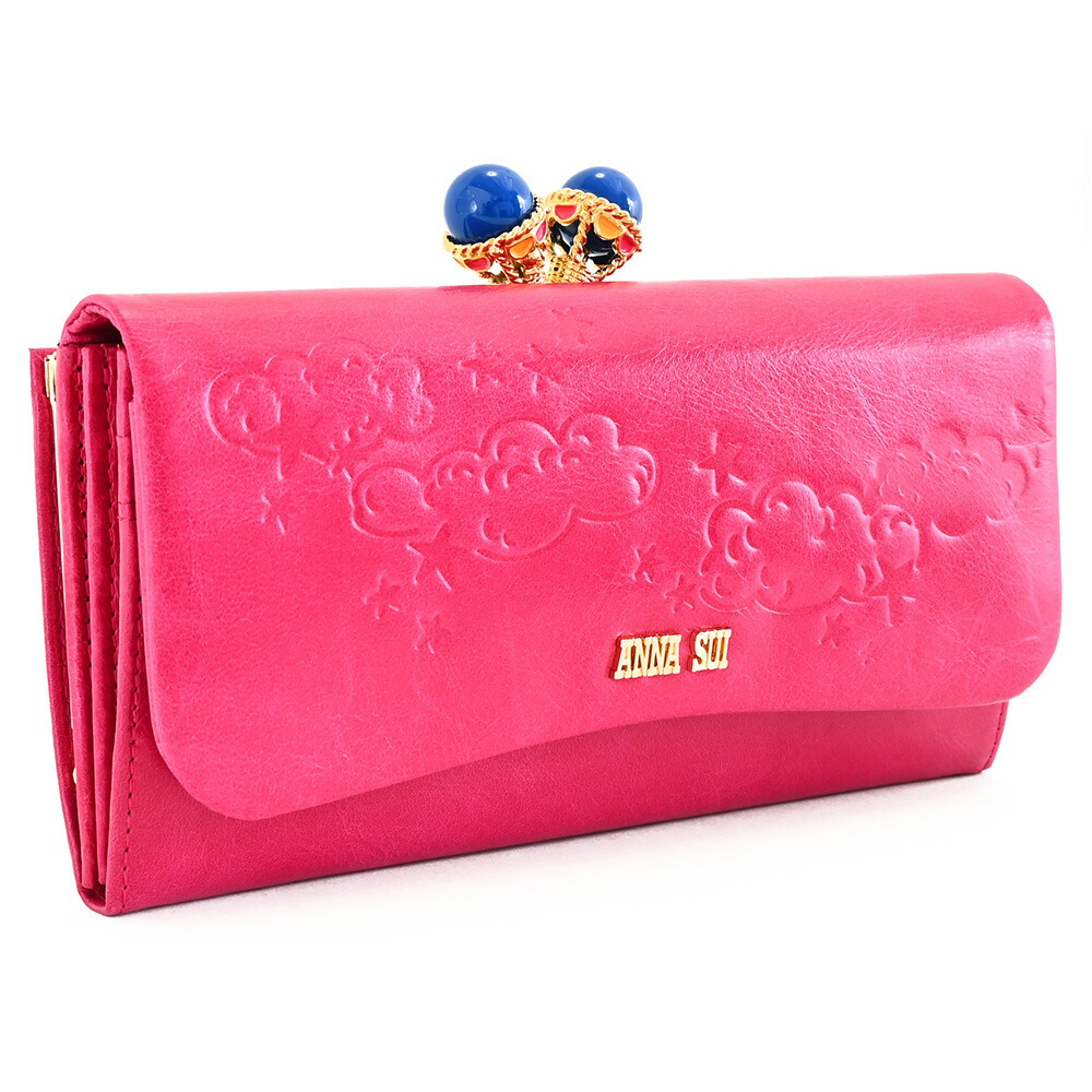 ANNA SUI アナスイ エナメル 長財布 ジェミニ がま口 バタフライ金具 ANNA SUI アナスイ エナメル 長財布 ジェミニ がま口 バタフライ