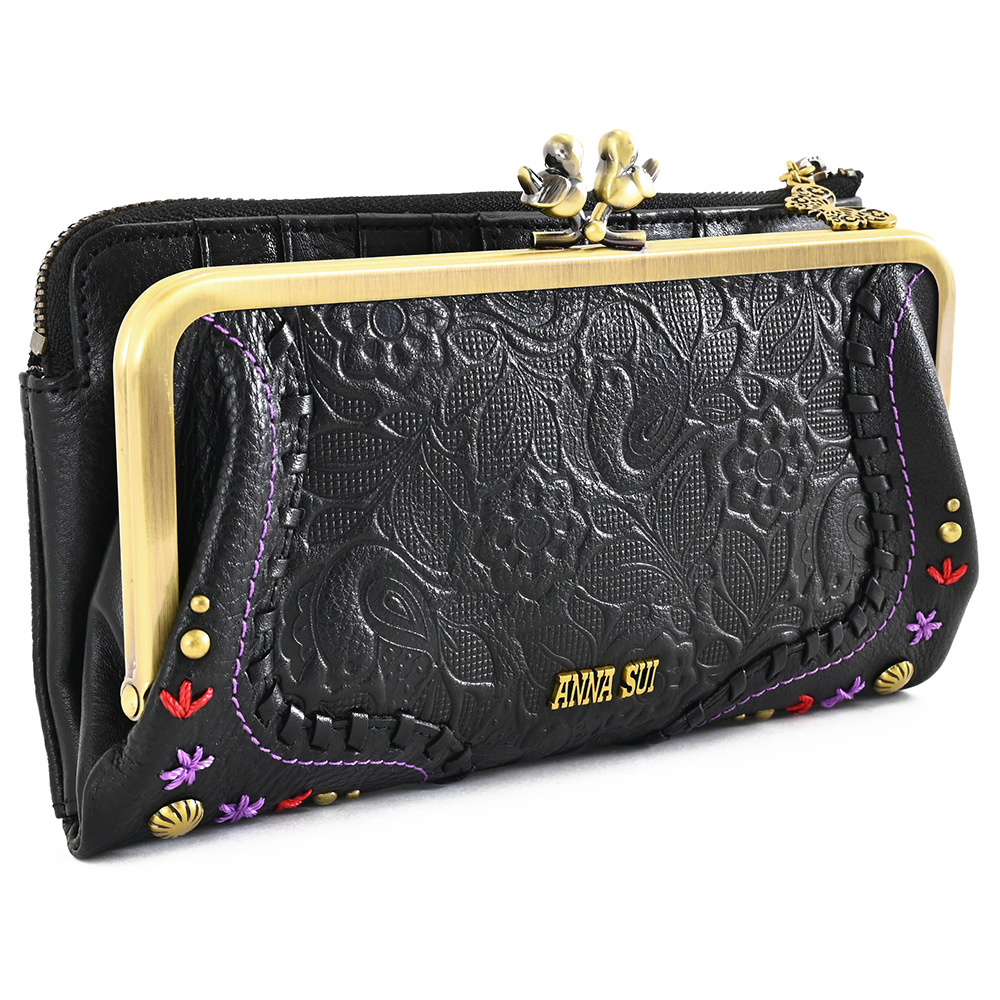 楽天市場】アナスイ 財布 長財布 がま口財布 黒(ブラック) ANNA SUI