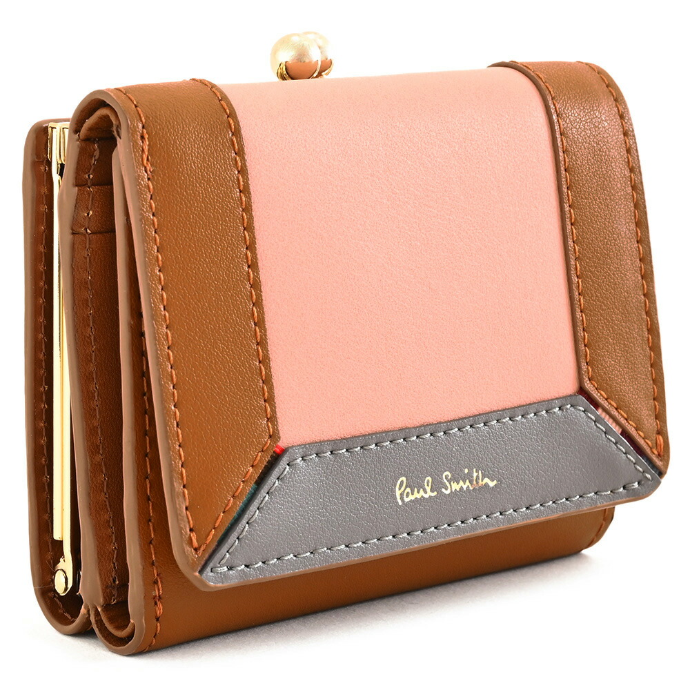 PaulSmith がま口折財布 札入れ カード入れ ペールピンク W27424 Paul Smith PaulSmith がま口折財布 札入れ カード入れ