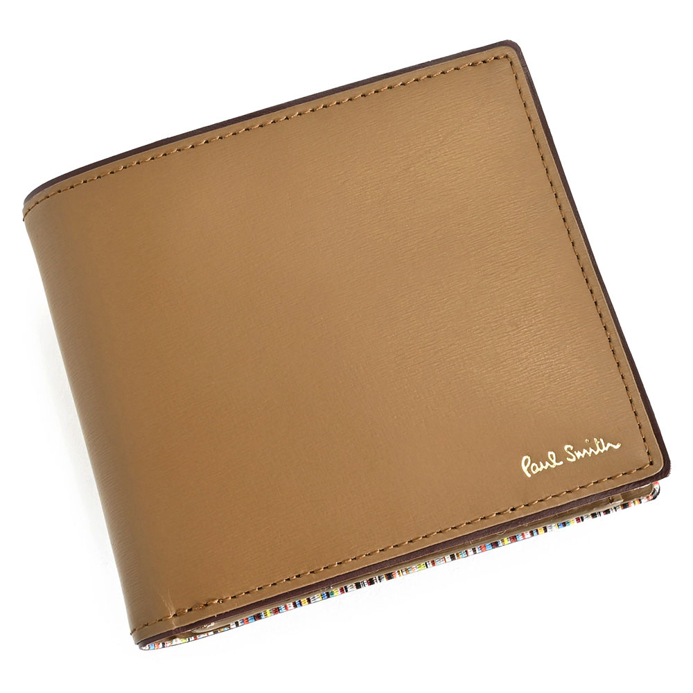 新品 箱付 ポールスミス エンボスロゴ レザー二つ折りマネークリップ 薄茶系 新品 箱付 ポールスミス エンボスロゴ レザー二つ折りマネークリップ