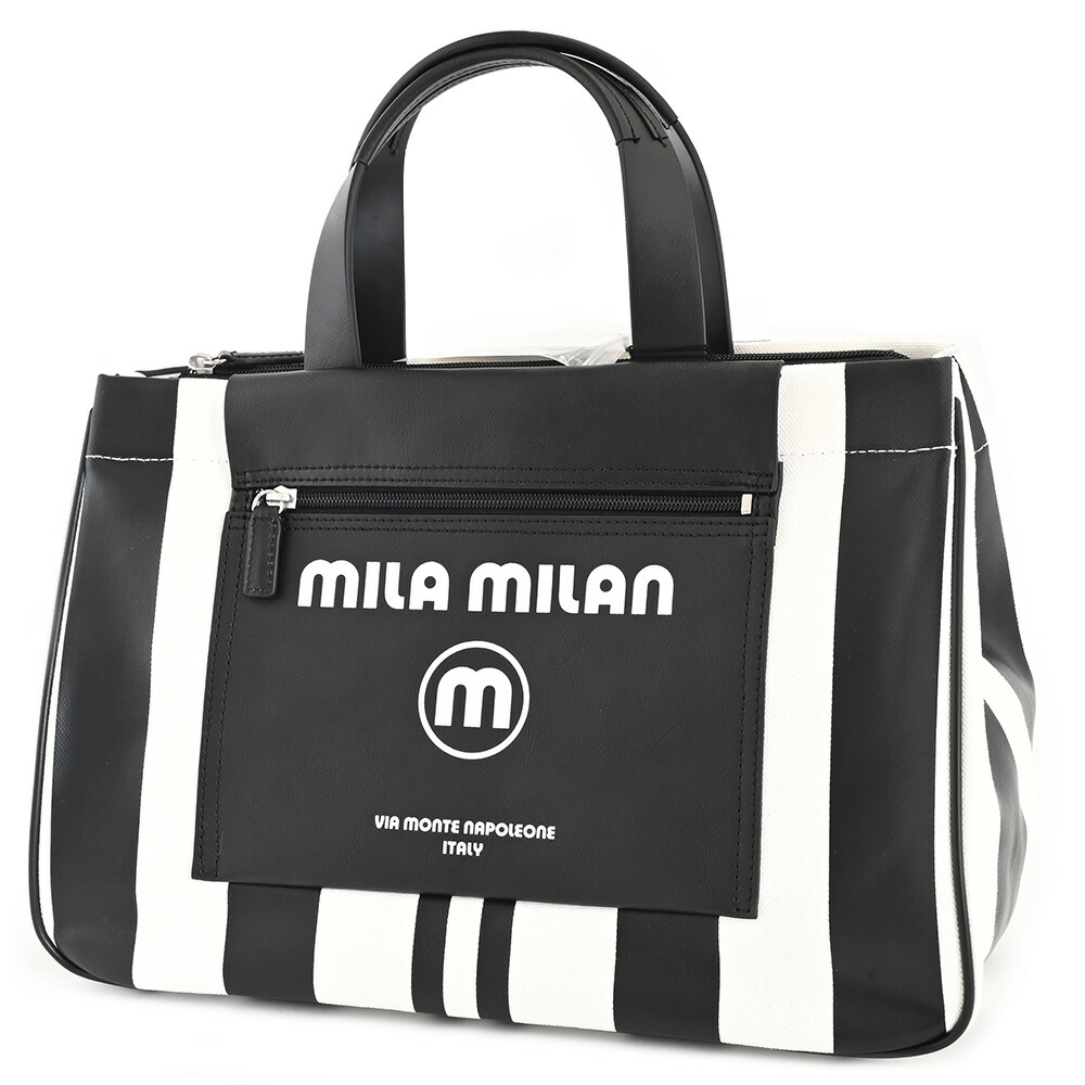 訳あり見せびらかす品 ミラミラン 御徒面子 トートバッグ ハンドバック 黒(黒いこと) MILA MILAN 260502 b レディース 成人女性
