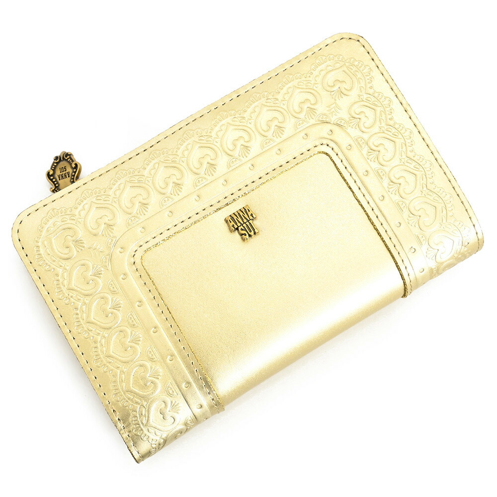 展示品箱なし アナスイ フレームアーツ 財布 二つ折り財布 L字ファスナー ゴールド ANNA SUI 317401-69 レディース 婦人｜インスピレーション