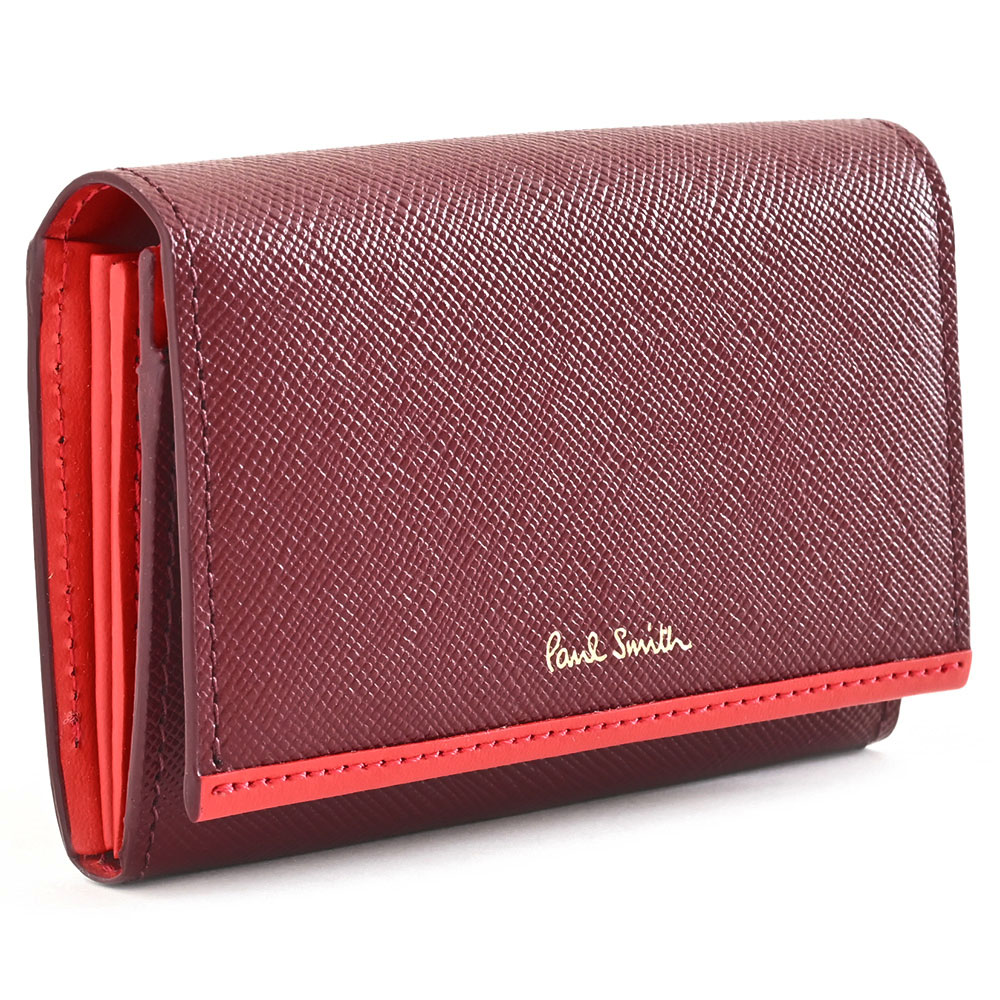 訳あり ポールスミス 名刺入れ カードケース ワイン Paul Smith pwd932-80 b レディース 婦人