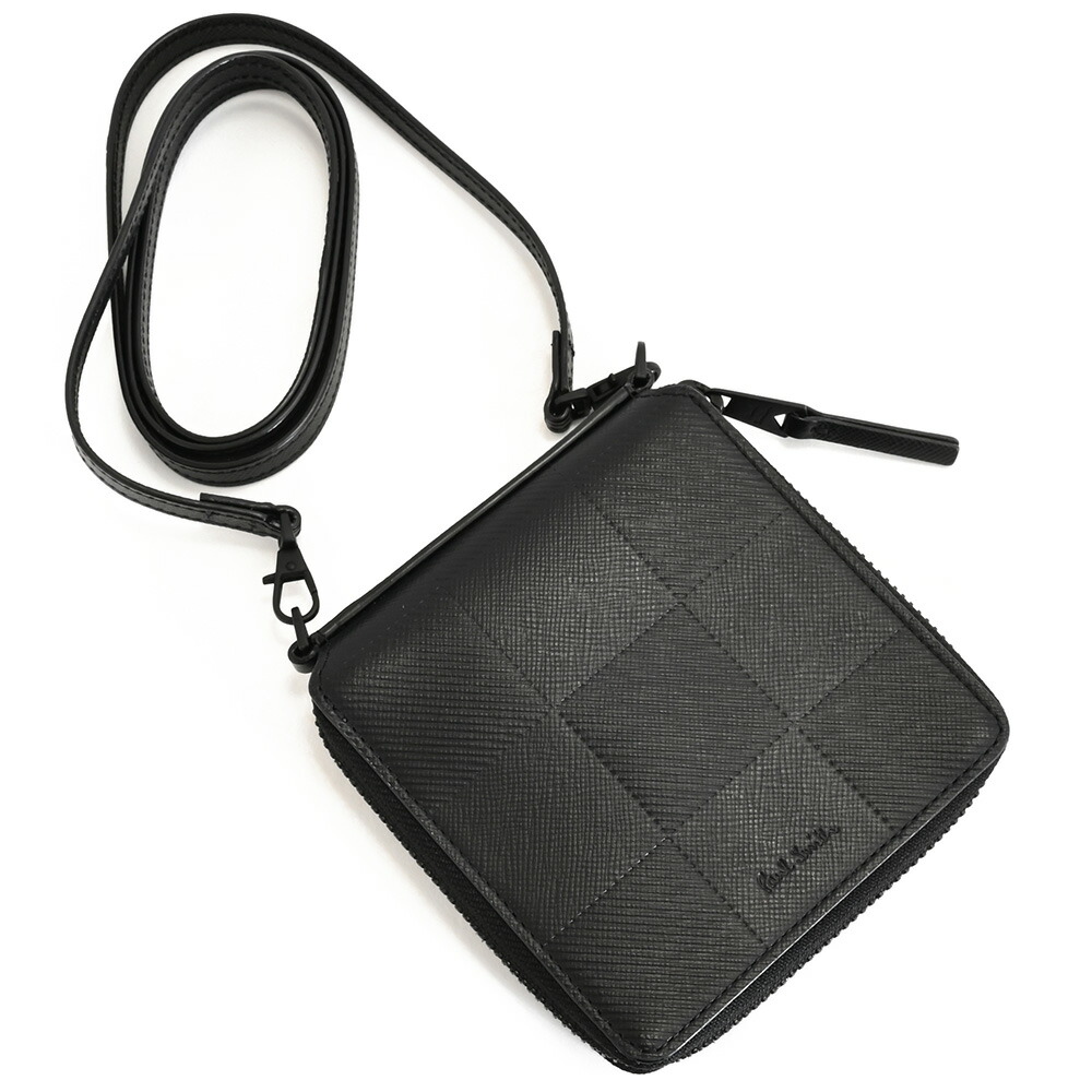 ポールスミス 財布 二つ折り財布 ラウンドファスナー ショルダー付き 黒(ブラック) Paul Smith bps504-10 メンズ 紳士 ギフト 定番 彼氏 彼女 プレゼント
