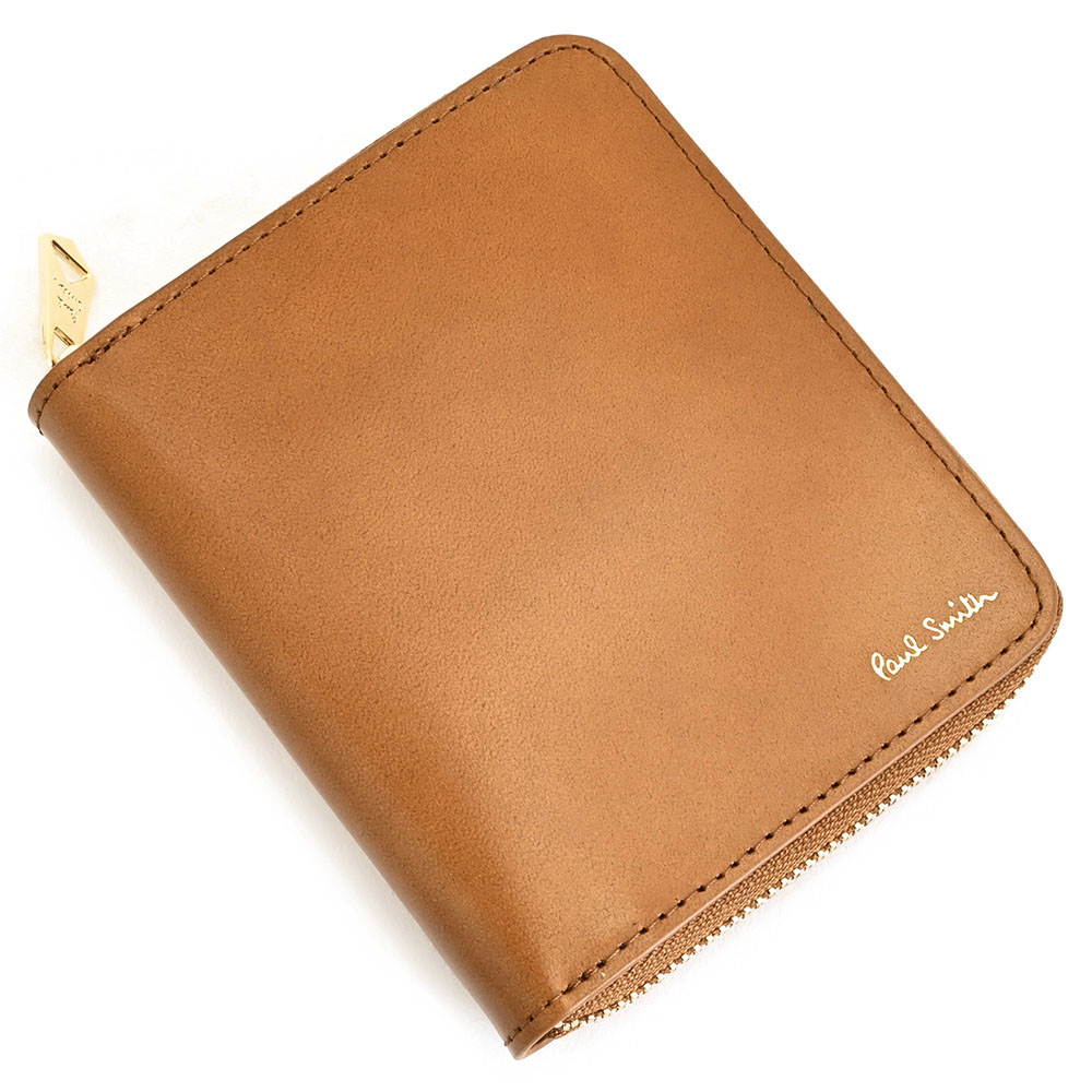 新品 ポールスミス 二つ折り財布 コンパクト レザー キャメル　75Q023 新品 ポールスミス 二つ折り財布 コンパクト レザー キャメル 75Q023