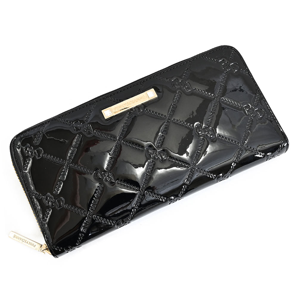 【新品】ピンキー＆ダイアン✨フラワーペイント L字 折り財布 ブラック 財布 Amazon | [ピンキーアンドダイアン] L字ファスナー二つ折り財布