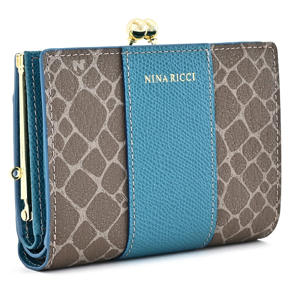 展示品箱なし ニナリッチ 財布 二つ折り財布 がま口財布 ダークブルー NINA RICCI 085800800-86 レディース 婦人|インスピレーション