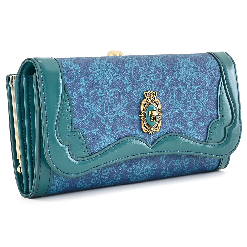 アナスイ 財布 長財布 がま口財布 紺(ネイビー/グリーンっぽいお色です) ANNA SUI 317880-85 k レディース 婦人 ギフト 定番 彼氏 彼女 プレゼント｜インスピレーション