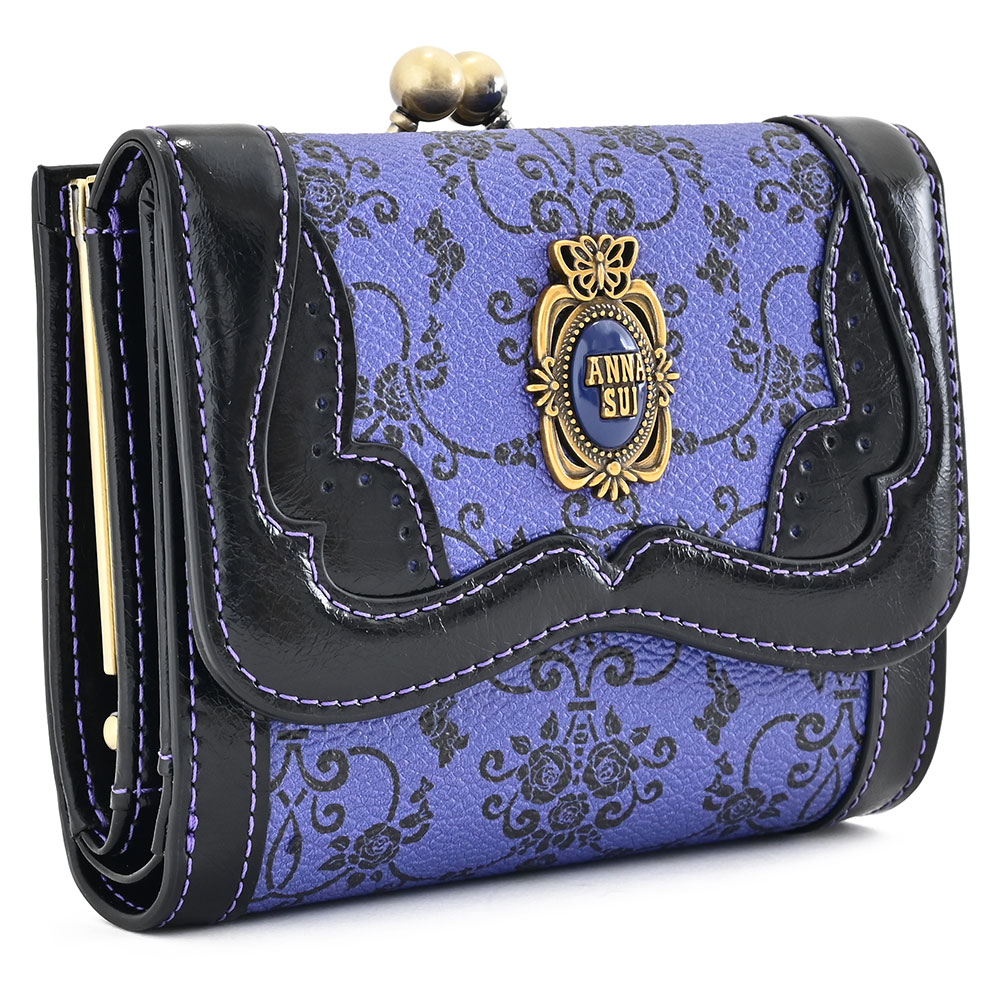 アナスイ 財布 二つ折り財布 がま口財布 紫(パープル) ANNA SUI 317882-90 k レディース 婦人 ギフト 定番 彼氏 彼女 プレゼント