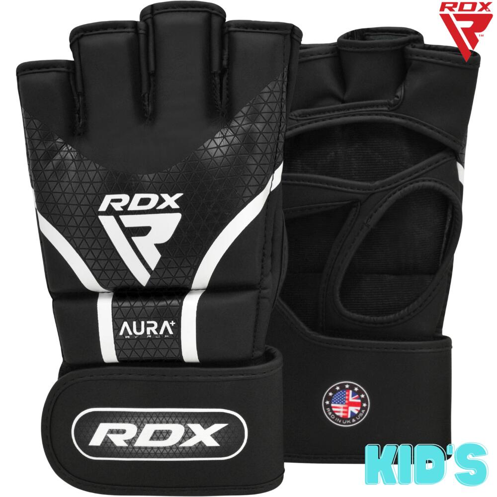 RDX オープンフィンガーグローブ 子供用 AURA+シリーズ 左右セット 格闘技 MMA 空手 ボクシング 総合格闘技 ジム トレーニング  キッズ ジュニア こども オープンフィンガー グラップリング ブラック 黒 T17 あす楽 送料無料 INSPOFE