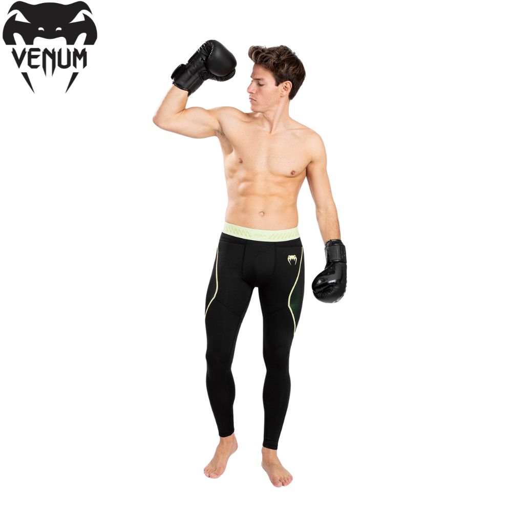 VENUM Fusion 2.0 スパッツ コンプレッション ズボン下 メンズ 成人男性 成年者 ボクシング キックボクシング ムエタイ 格闘技 MMA 形づくる 読み合わせる 耐久性 軽さ 好いたらしい 黒いこと 黄色 黒 黄