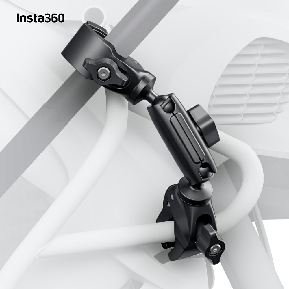 Insta360 バイク用自撮り棒サポートクランプ | 【X5 / Ace Pro 2 / X4 / Ace Pro / Ace / GO 3S / X3】バイク撮影 背面撮影 タイヤを間近で撮影 後姿を撮影 三人称視点 調整可能なダブル自由雲台設計 高強度素材 【ランキング受賞】