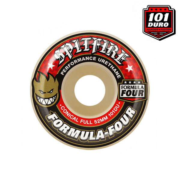 【SPITFIRE】FORMULA FOUR 101DURO CONICAL FULL SHAPE 大きさ：52/53/54/56/58粍 スピット ファイアー 範式 四分子 ウィール コニカル 盛りだくさん 部分品 WHEEL 滑るゲーム盤 スケボー SKATEBOARD