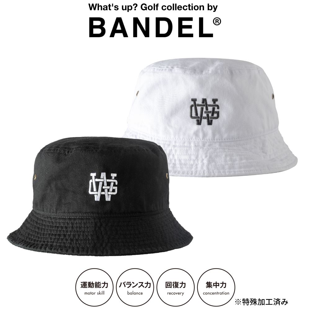 BANDEL バケットハット WG COLLEGE LOGO BUCKETHAT BG-WGBHBLACK ブラック WHITE ホワイト 帽子 ハット  サファリハット バケハ 刺繍 ロゴ ゴルフ シンプル コットン100% ストリート スポーティー 印象のデザイン