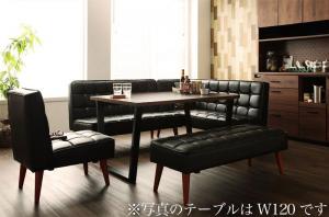 【最大2000円クーポン★マラソン限定】ダイニングセット ソファ ダイニング セット ヴィンテージ ソファダイニング 4人 合皮 5点セット(テーブル+ソファ1脚+アームソファ1脚+チェア1脚+ベンチ1脚) 右アーム 黒 ブラック 幅150|インテローグ