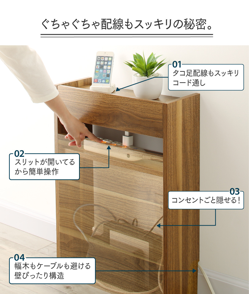 楽天市場 ケーブルボックス 収納ボックス ハイタイプ フタ付き ルーター モデム タップ 整理 収納 スリム 木目 コードケース ケーブル隠し 配線カバー コード収納 北欧 ルーター収納 インテローグ