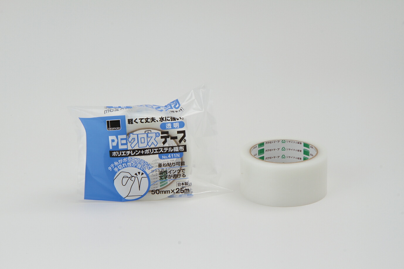 PEクロス包装用 ♯410 透明 50mm巾×25M 40巻入り | テープ 粘着テープ 接着テープ 梱包材 梱包資材 透明テープ クリアテープ クリア クリアー 包装 セット 耐水 日本製 梱包 ポリエチレン ポリエステル アクリル 軽い 丈夫 梱包用 まとめ買い