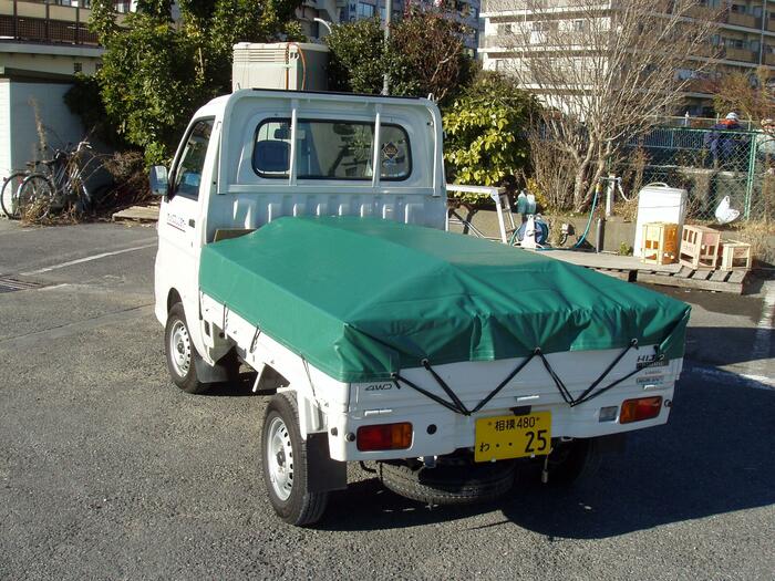 貨物自動車居敷き エステルキャンヴァス 2.1ｍ×2.35ｍ(ハトメ・ぺ毛布付) | 貨物自動車 居敷き 軽虎 荷台 貨物自動車装置 荷台取りまかなう 貨物自動車用荷台居敷き 軽貨物自動車 軽 添え物 か―装置 鉄道車両グッズ 助けになる グッズ 車装置 貨物自動車荷台居敷き