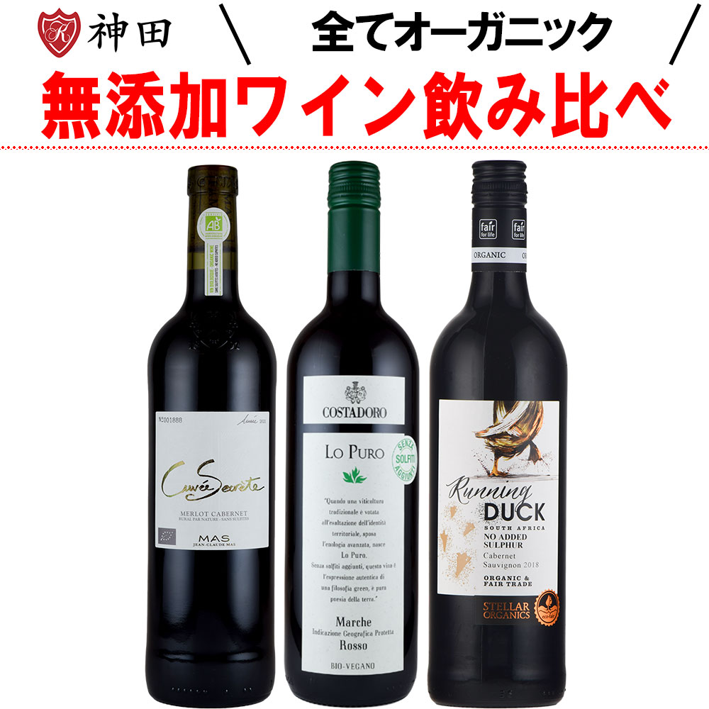 酸化防止剤 保存料 無添加 ナチュラルワイン オーガニックワイン セット ３本 送料無料 ワインセット 無添加ワインリスト付き 母の日 SO２無添加 あと３本同梱可能