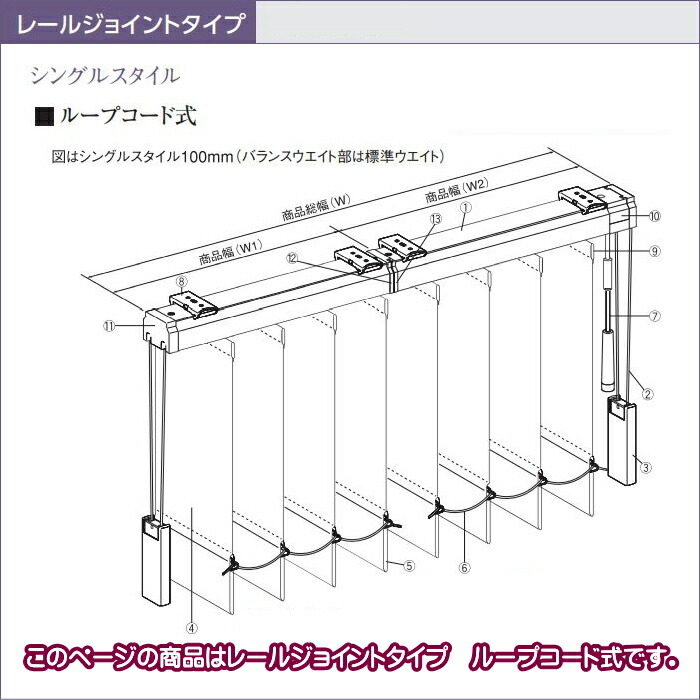 縦型ブラインドバーチカルニチベイアルペジオ(レールジョイントタイプ)NBグラス(100mm)シングルスタイルループコード式幅320.5〜360cmX高さ251〜300cmまで
