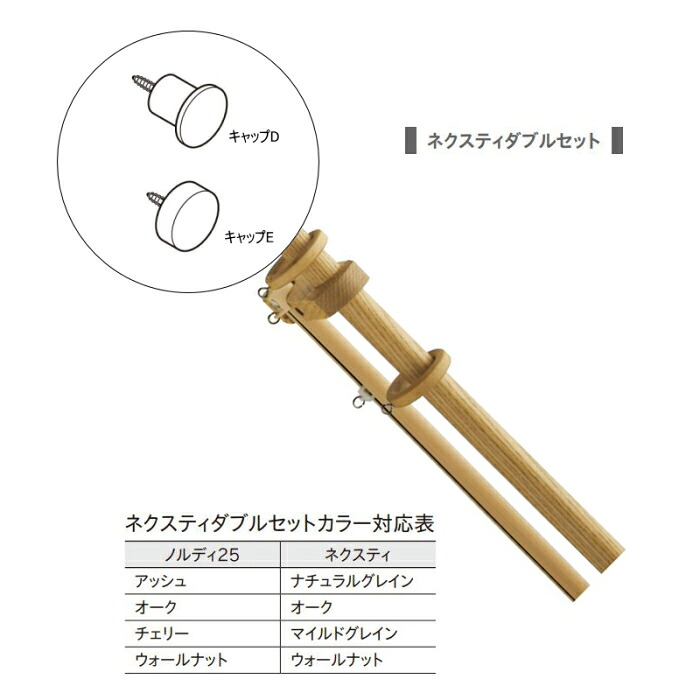 カーテンレール デザイン ウッドレール 装飾レール TOSO トーソー ノルディ25 1.2m ネクスティダブル正面付 D・Eセット
