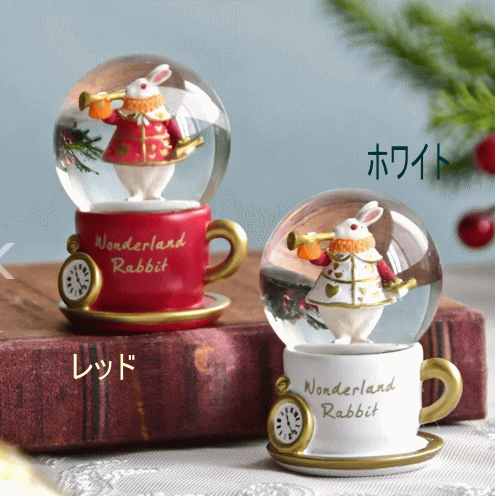 楽天市場】ミニスノードームティーカップホワイトスノードーム
