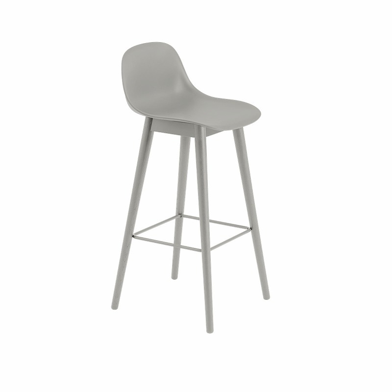 楽天市場】FIBER COUNTER STOOL W. BACKREST WOOD BASE SH:65CM Grey