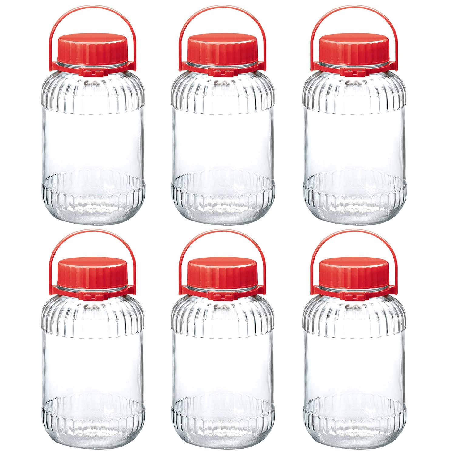 々木ガラス 梅酒用ビン 果実酒瓶 5000ml 6個セット 果実酒や漬物容器としても対応 保存瓶 保存容器 梅瓶 梅 梅干し 日本製 しおり