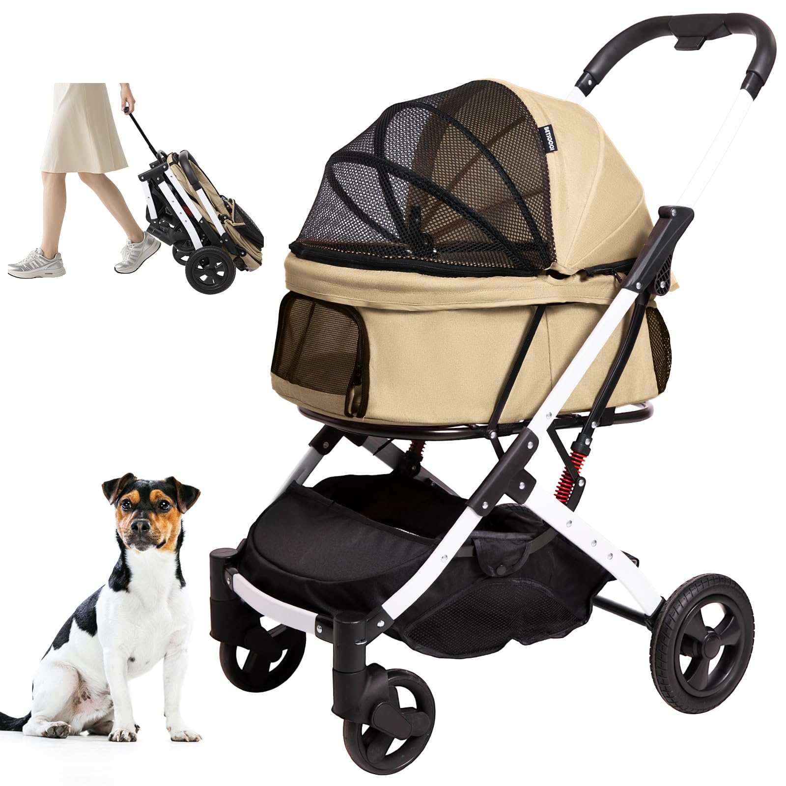 ペットカート ワンタッチ 折りたたみ 猫犬兼用 ペットバギー 軽量 犬用ベビーカー コンパクト収納 輪 衝撃吸収 サスペンション