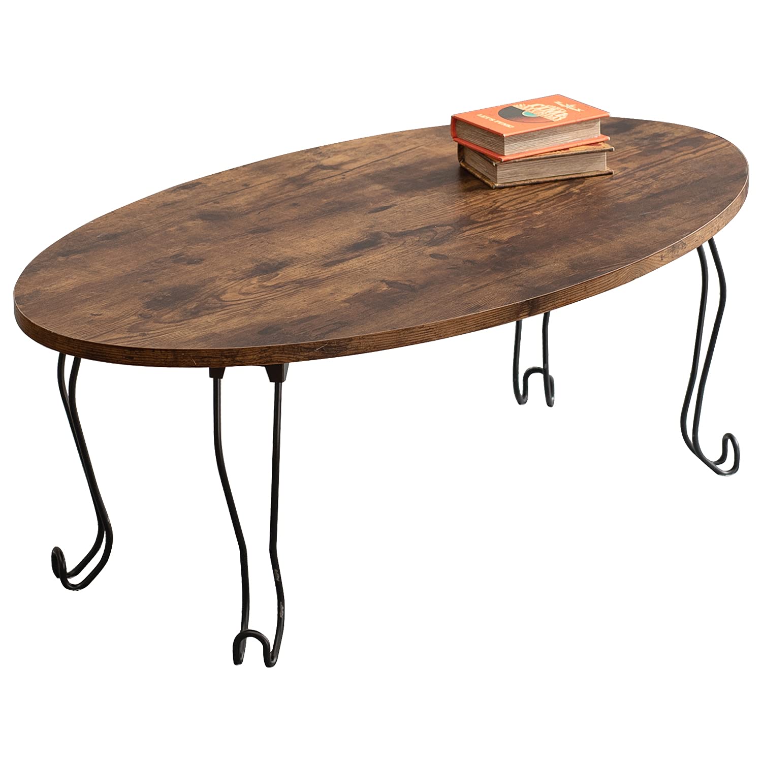 ローテーブル センターテーブル テーブル 机 【木目調天板×猫脚スチール脚】 折りたたみ 完成品 軽量 可愛い リビング