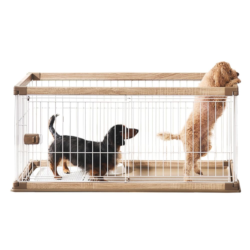 犬 サークル ウッディサークル ロータイプ ライトナチュラル 中型犬用 幅120×奥行66.5×高さ55.5cm PWSR-1260LV