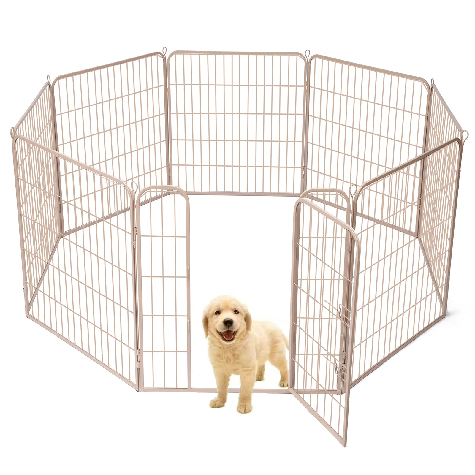 ペットサークル 犬 ペットフェンス サークルケージ ドア付き ダブルロック 小型犬用 中型犬用 折りたたみ式 簡単組み立て 工具不要