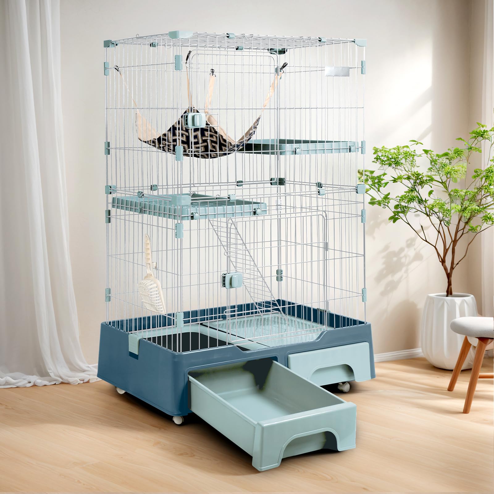 猫 ケージ キャットケージ ペットケージ トイレ付き 引き出し キャスター 3段 大型 猫用 キャットサークル コンパクト 組み立て簡単