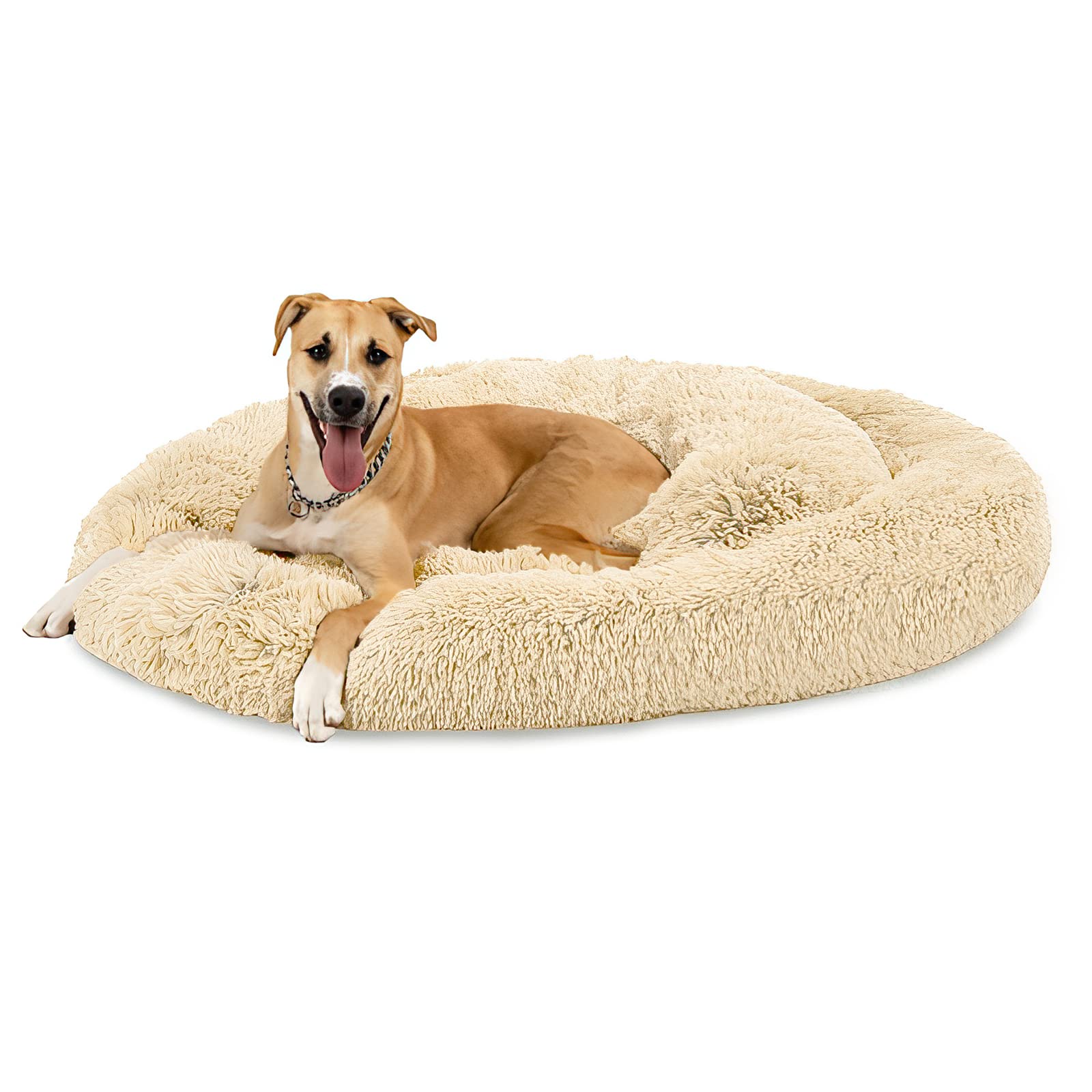 犬 ベッド 猫 クッション グッズ - ラウンド型 もふもふ 丸型 OYANTEN ドーナツふわふわ もこもこ ぐっすり眠る 洗える 通年