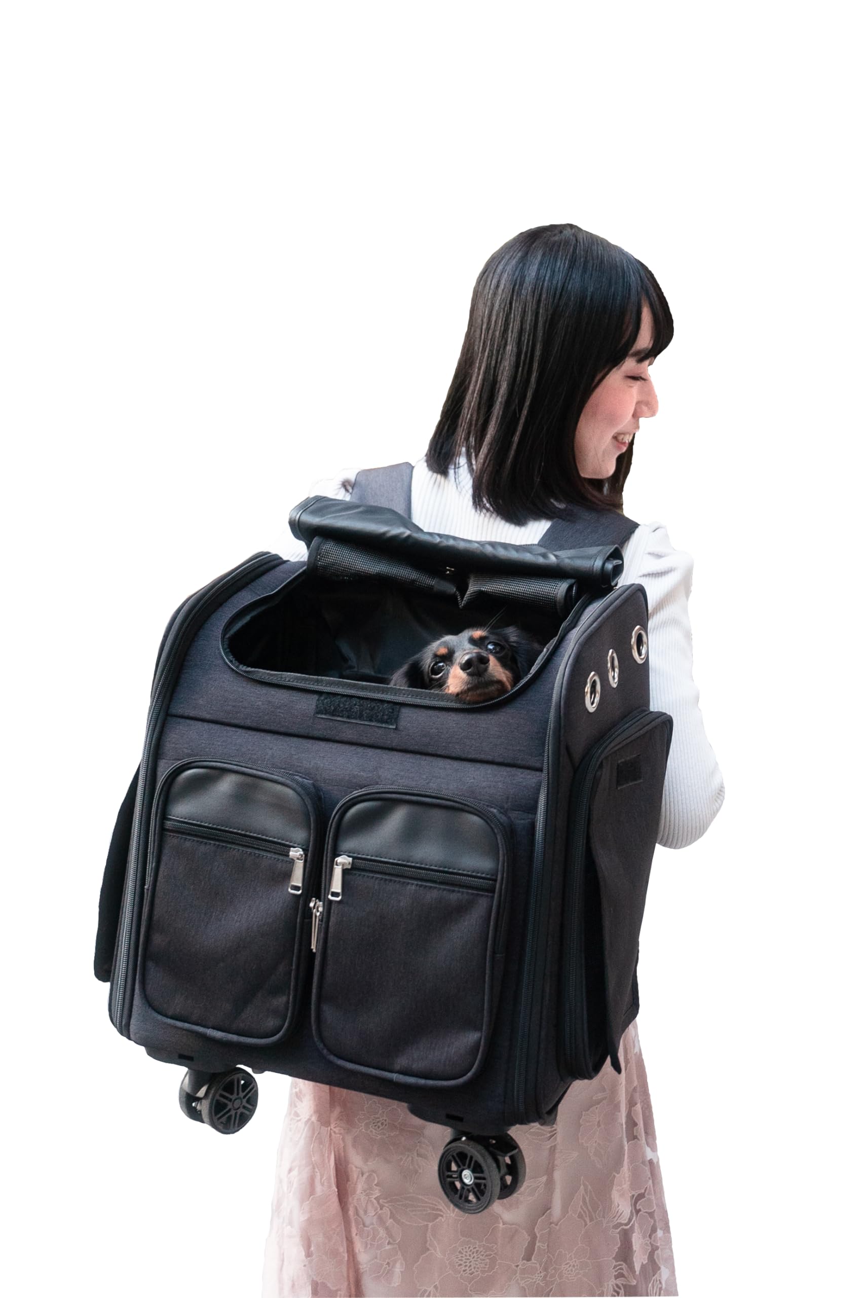 おでかけペットキャリー 防災 避難用にも 犬 猫 キャリーバッグ 安心安全のストッパー付きキャスター ペットキャリー リュック