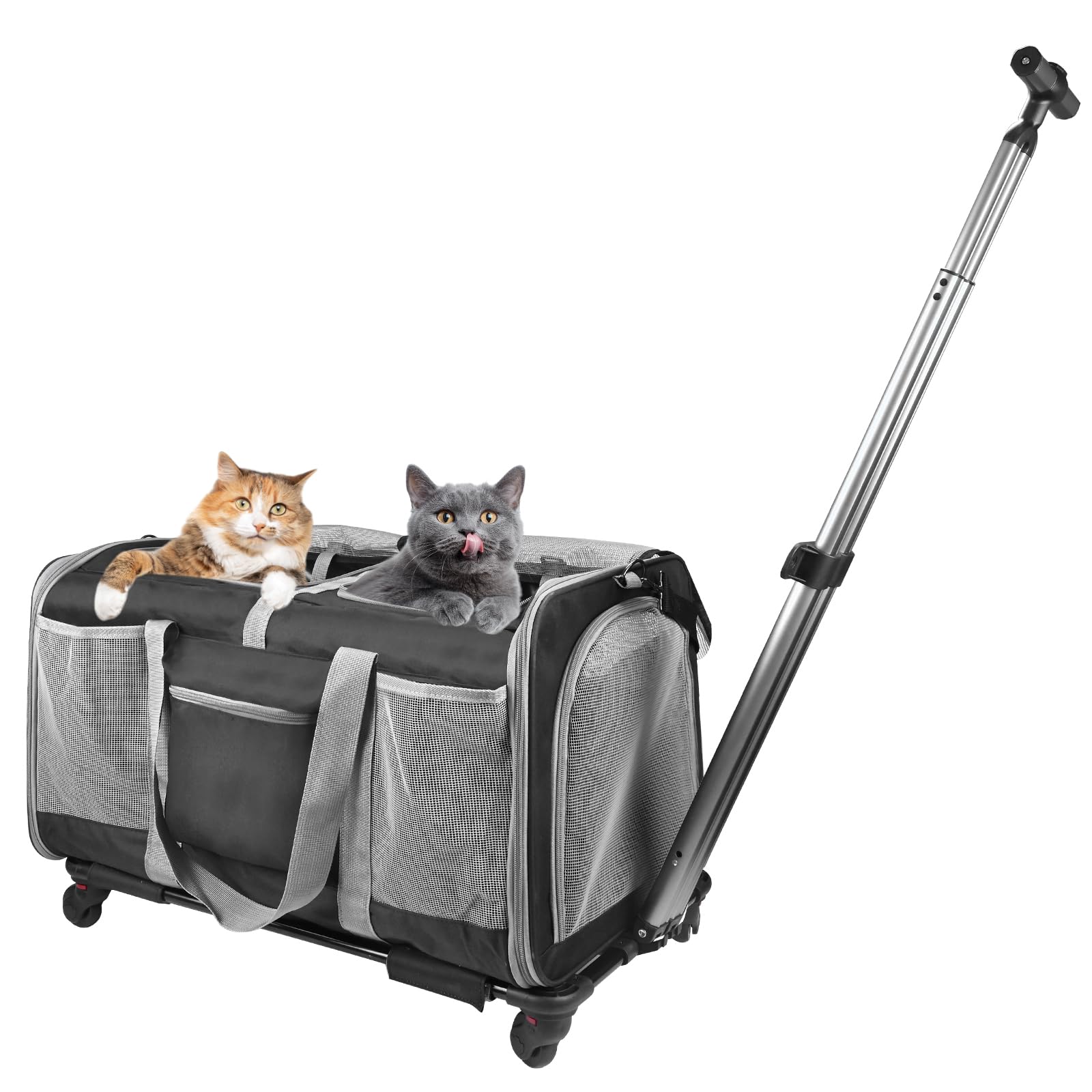 【2025年新登場】猫 2 匹 キャリー ペットキャリー キャスター付き 小型 中型犬 キャリー カート ペットトロリーバッグ