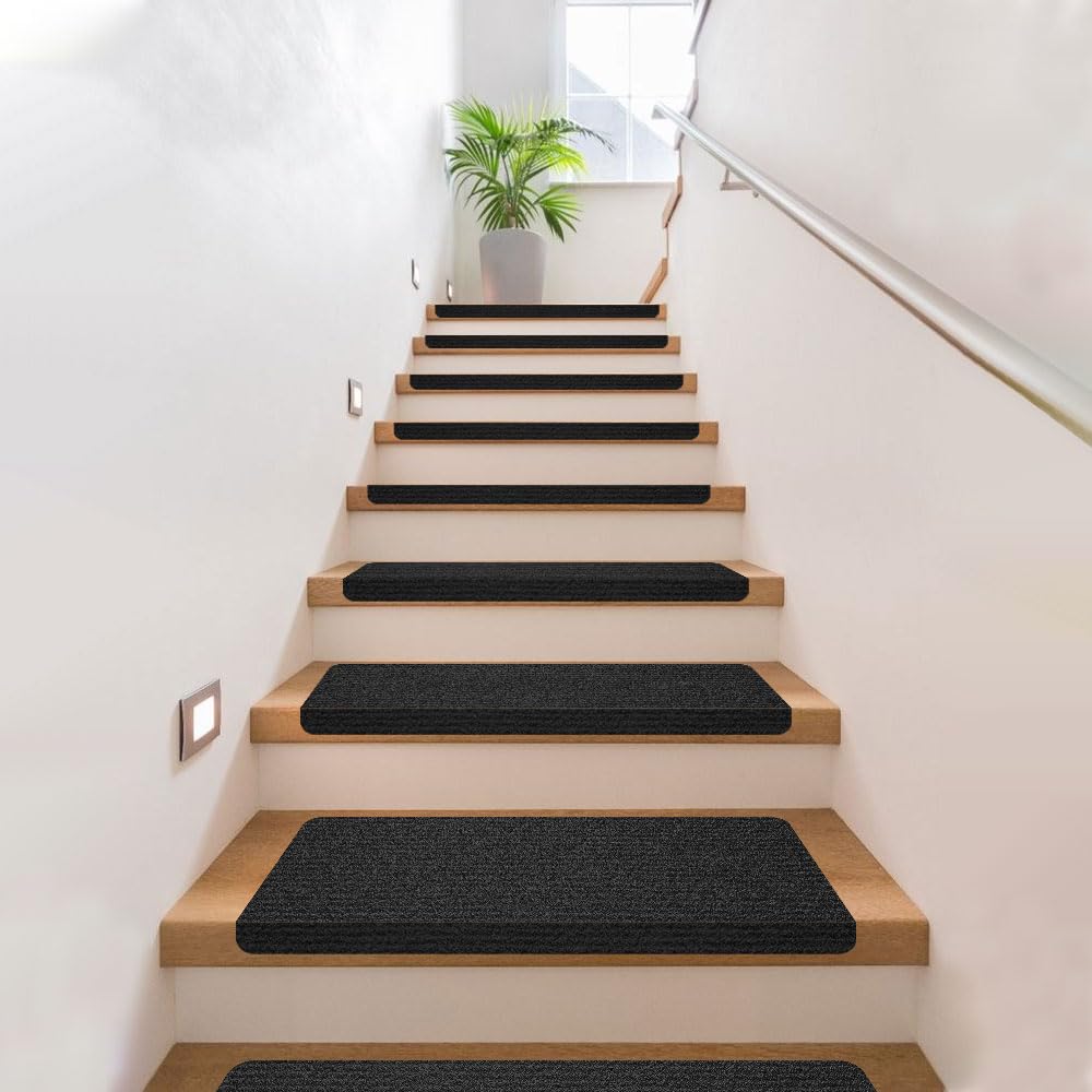 吸着階段マット 折り曲げ付階段マット 50X22cm 【15枚入り】階段用ステップマット 滑り止めマット 階段クッション