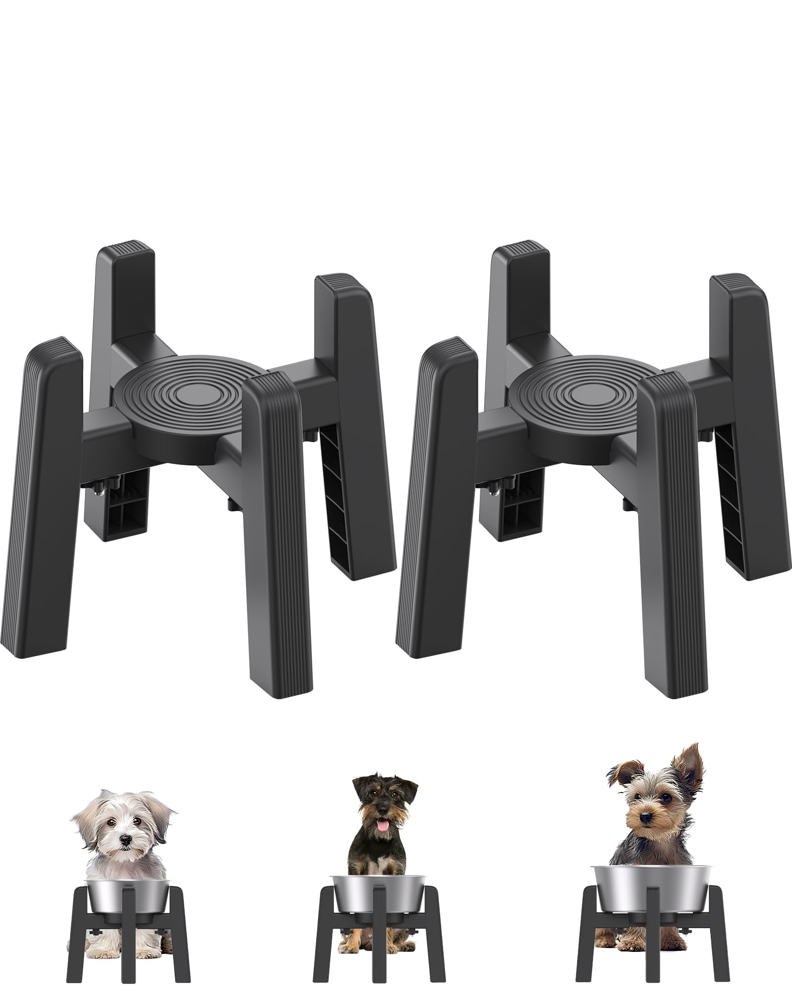 JUNSPOW 2個パック犬 水飲み スタンド ご飯台 フードボウル 餌入れ 食器台 幅調節可能 ABS材料 安定 滑り止め 【スタンドのみ】