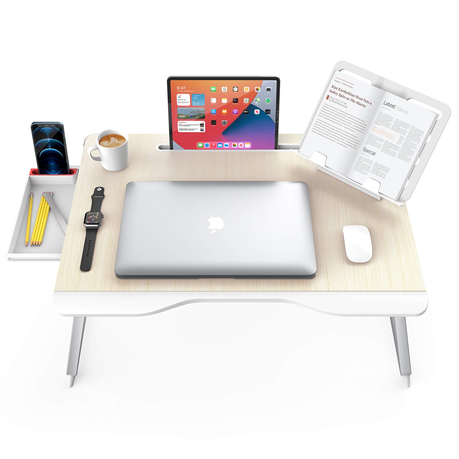 ラップデスク 折りたたみテーブル ベッドテーブル ノートパソコンデスク ミニテーブル ちゃぶ台 机 ローテーブル 腕 保護 多機能 軽量