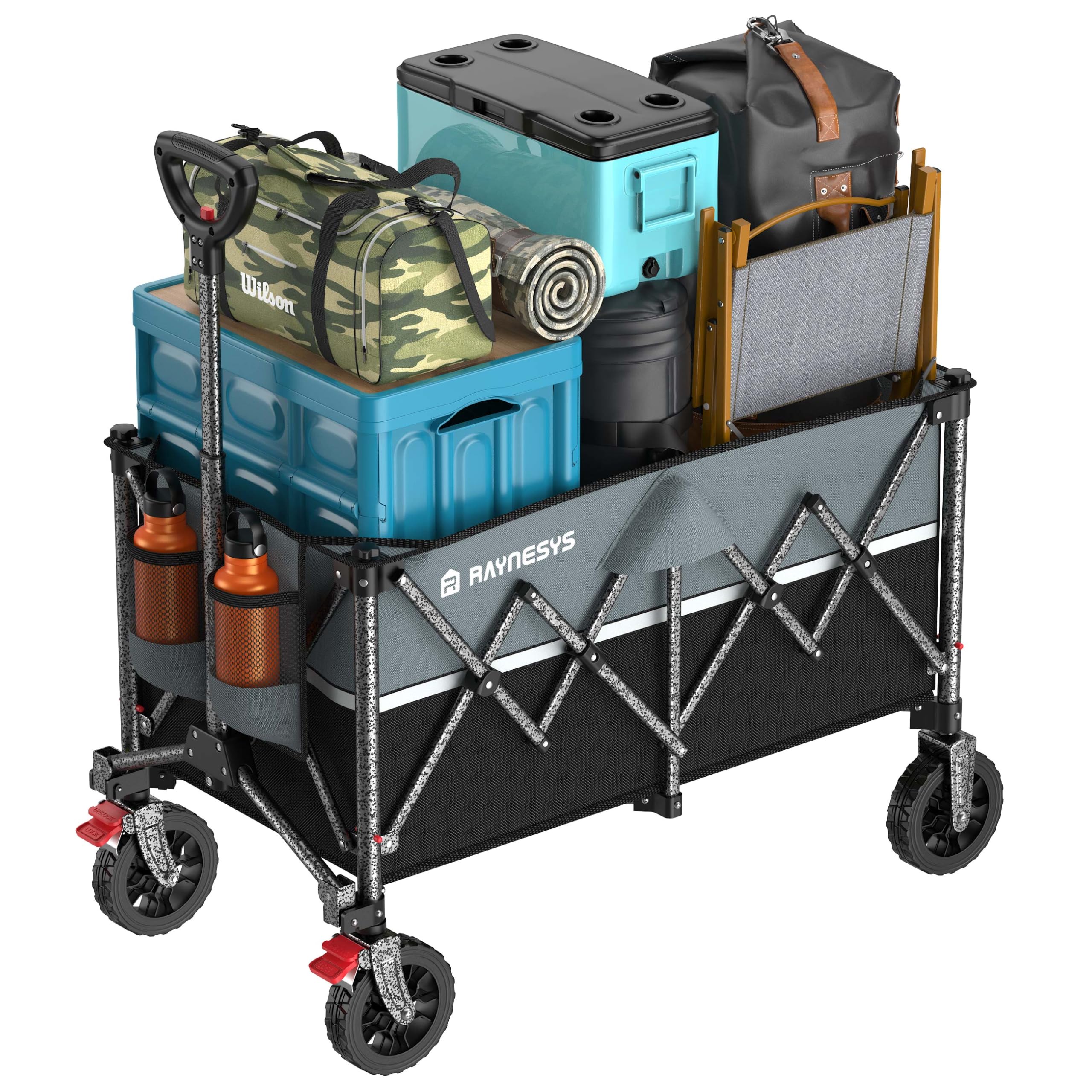 キャリーワゴン【2026新登場】【ブレーキ付き】 大容量150L 耐荷重150kg アウトドアワゴン 折り畳み式 キャンプカート｜デンダ店