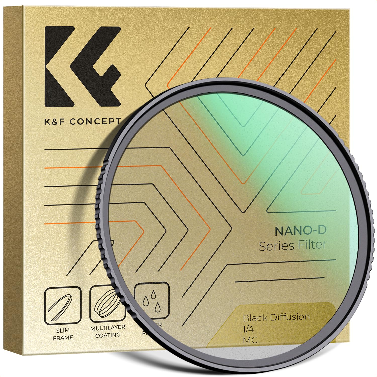 【送料無料】K&F CONCEPT 77mm ブラックミスト1/4フィルター ソフト効果 1/4 コントラスト調整用 ソフト描写用フィルター ブラックディ