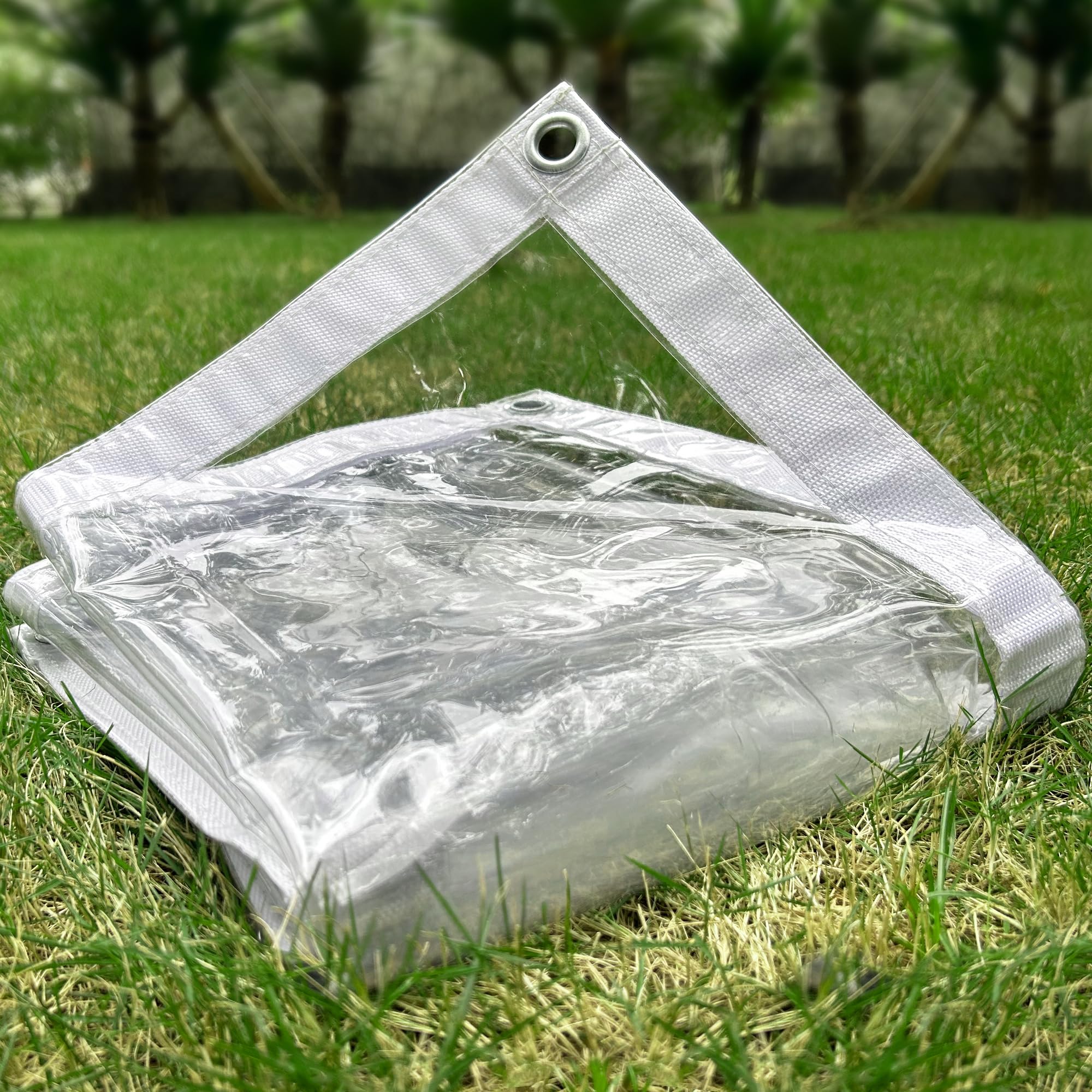 【送料無料】LTCANOPY クリアタープ 2.1m x 2.75m、500g/平方メートルのビニール防水クリアシート、グロメット付きプラスチックシートエ