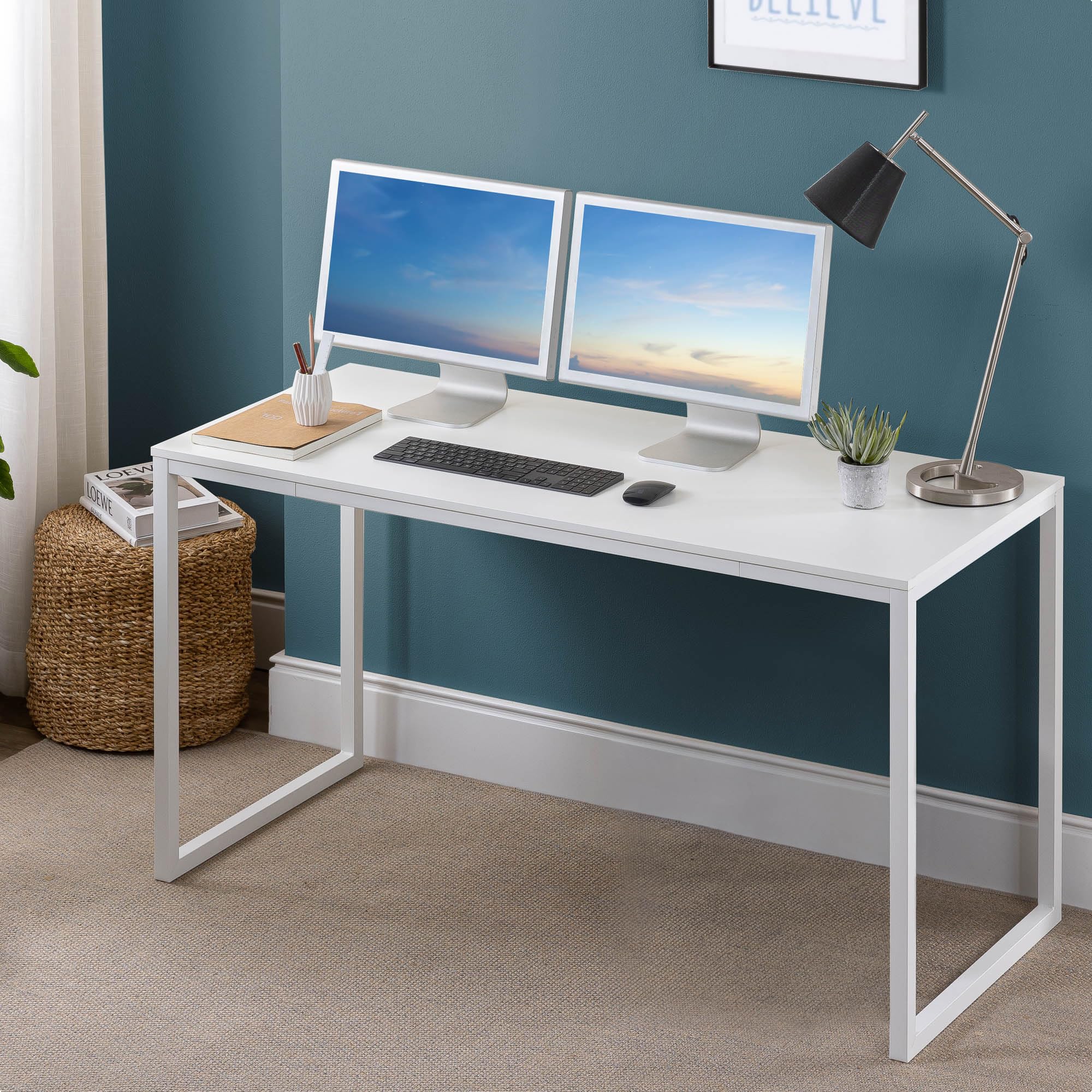 ワークデスク ホワイト 幅120×奥行70×高さ70cm(旧JIS規格) Modern Studio Collection パソコンデスク ダイニングテー