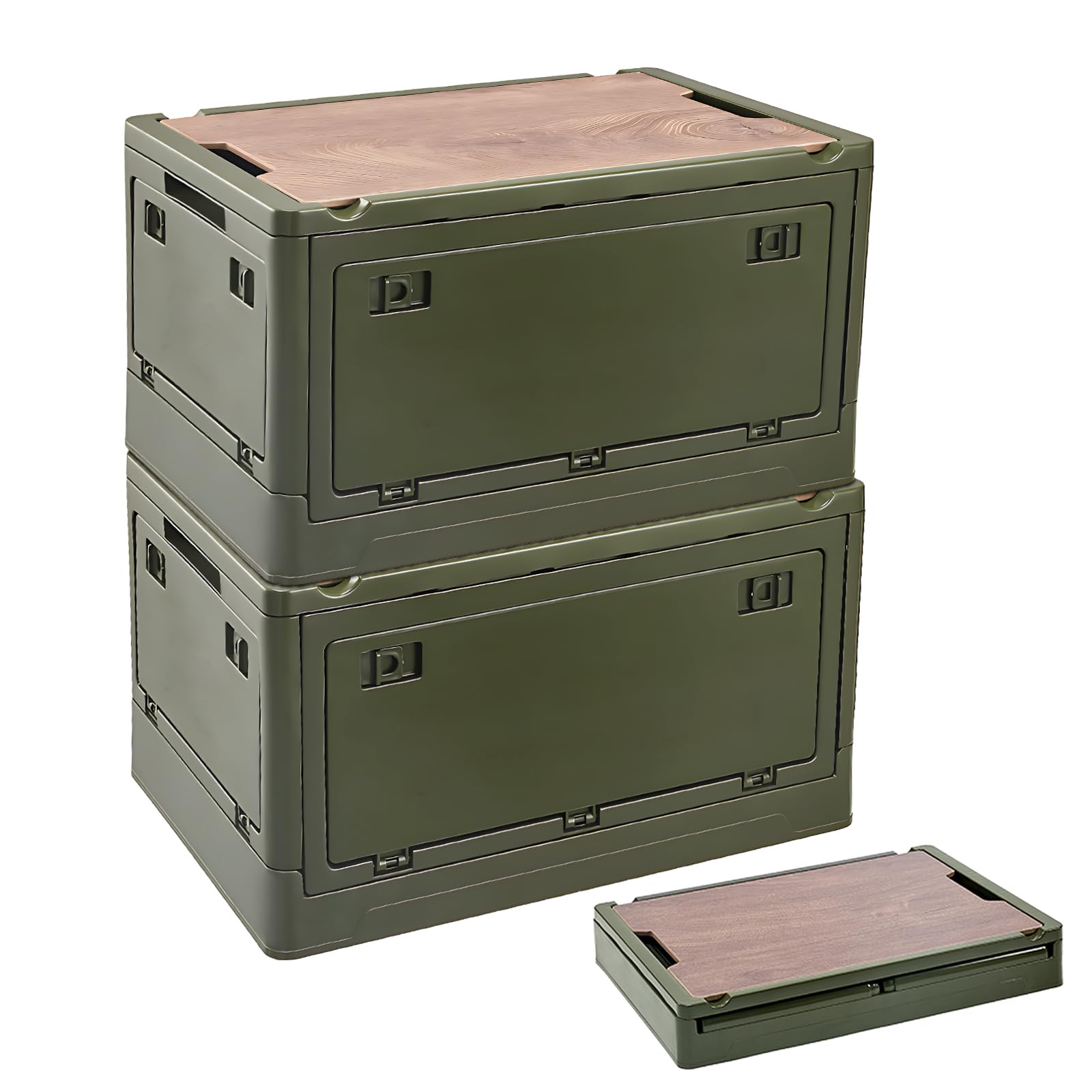 【送料無料】RULAYMAN 【折りたたみ 収納ボックス】35L(2点セット) アウトドアテーブル 蓋付き 積み重ね エコリサイクル素材 全方向から