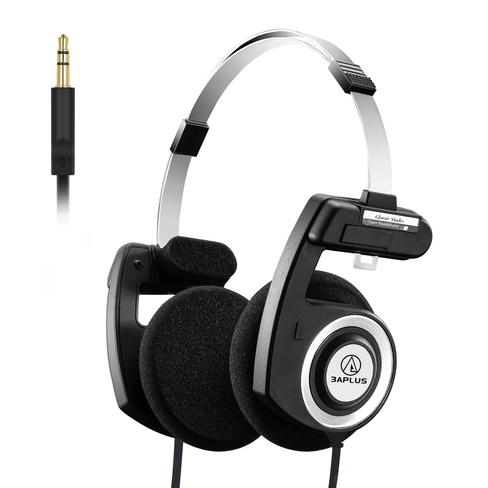 3APLUS Retro pro ヘッドホン レトロ オープン式 有線ヘッドホン マイクなし 折りたたみ式 極軽量 持ち運び便利 1.25m長さ 黒武士 3.5ｍ