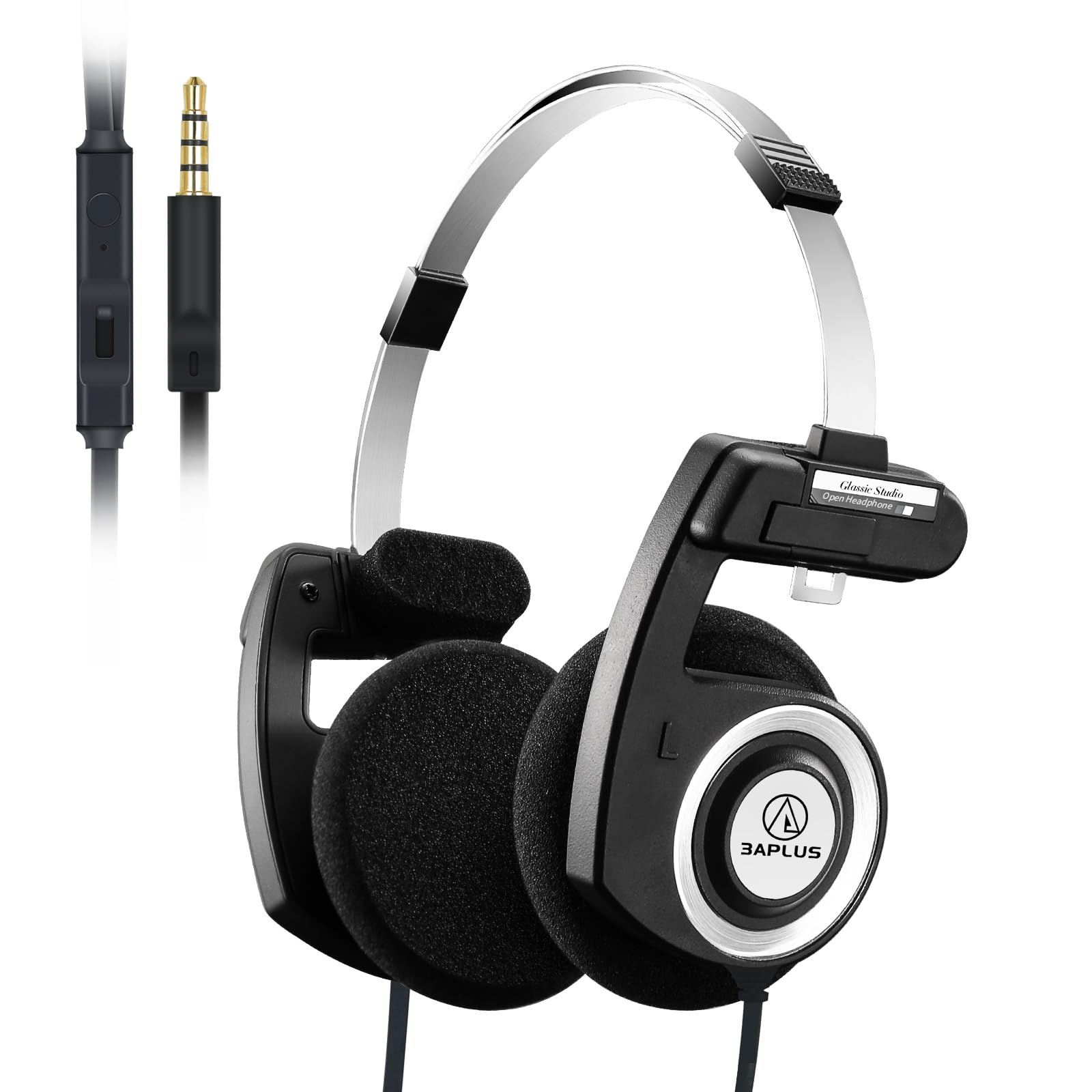 3APLUS Retro pro ヘッドホン レトロ オープン式 有線ヘッドホン 通話対応 音量調整 折りたたみ式 極軽量 持ち運び便利 3.5ｍｍ マイク